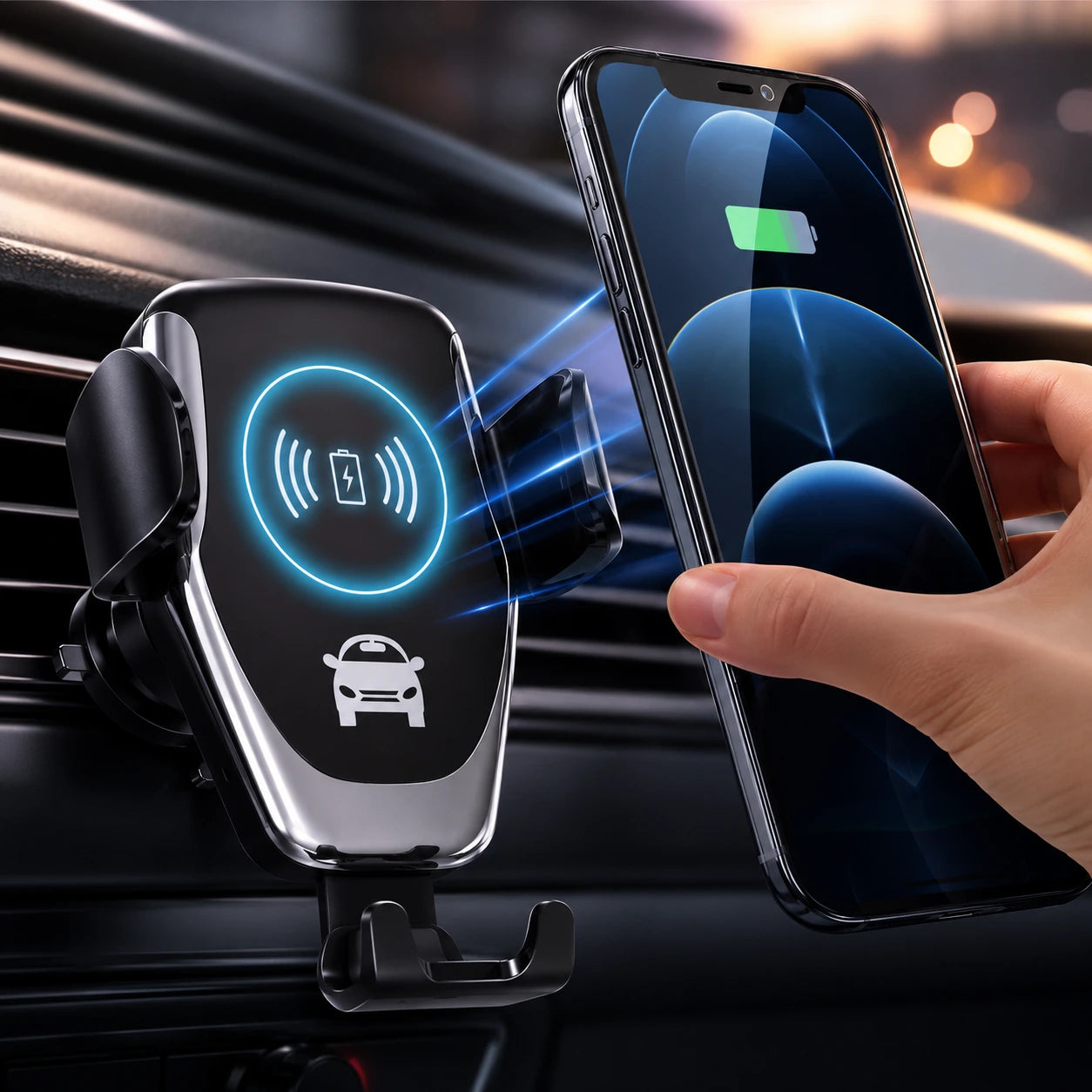Auto-clamping wireless car charger